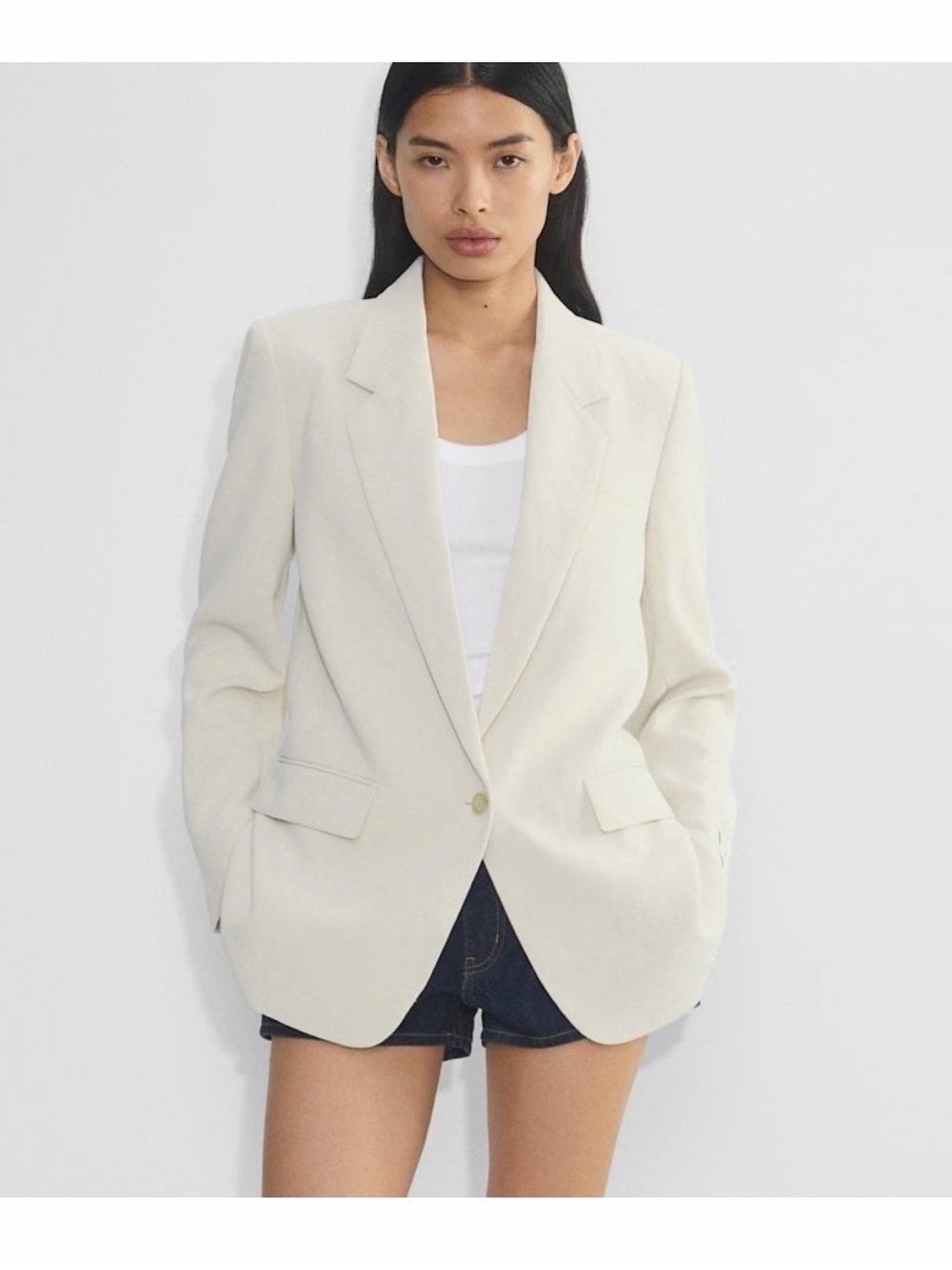 Aritzia Cream Single-Button Blazer
